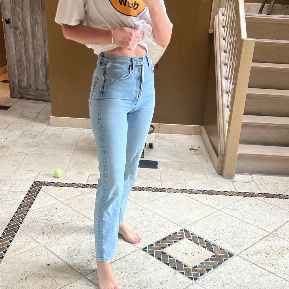 Agolde Women's Light Blue High-Waisted Jeans